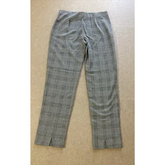 Gretchen Scott Wall Street Plaid Gripeless Pull On Pants Sz S New Black White - Picture 2 of 8